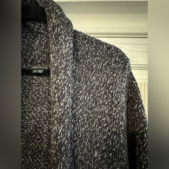 THEORY Womens Gray Chunky Knit Long Shawl Cardigan Sweater Wool/Cashmere Blend M - Picture 8 of 14